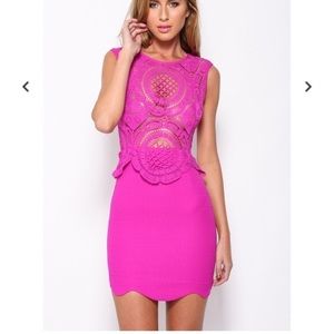 Hello Molly sexy pink lace  mini dress